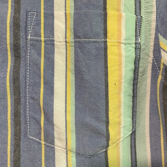 ASOS DESIGN regular fit grandad collar oxford stripe shirt in pastel colours - S - Picture 9 of 12